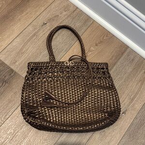 Salvatore Ferragamo Brown Woven Leather Tote